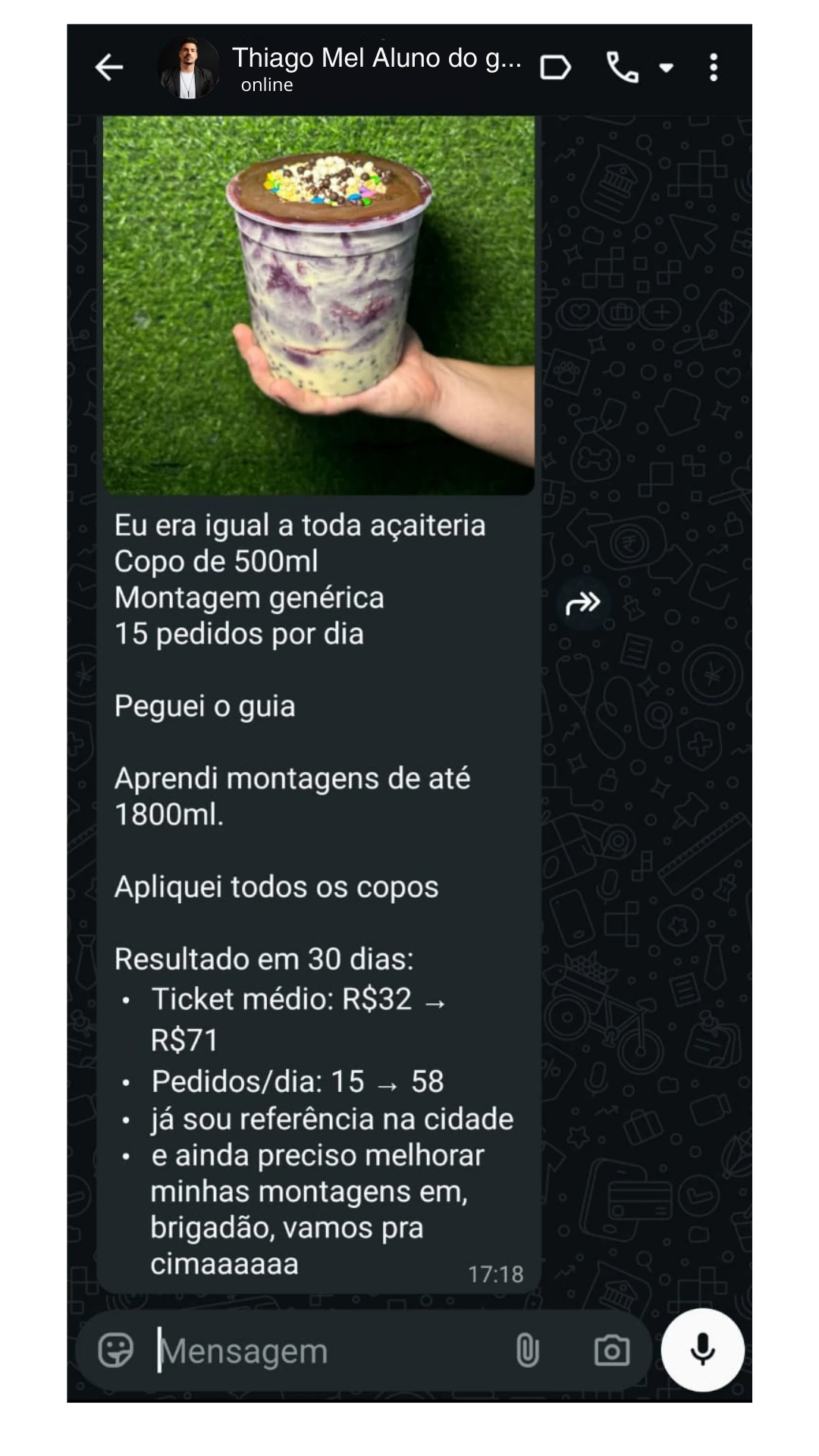 Montagem gourmet aplicada em uma açaiteria
